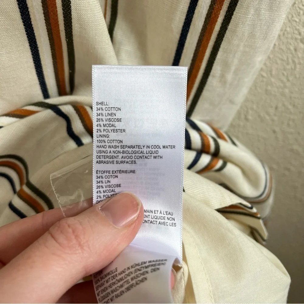 WHISTLES UK Margarita Striped Linen Tunic‎ Dress NWOT